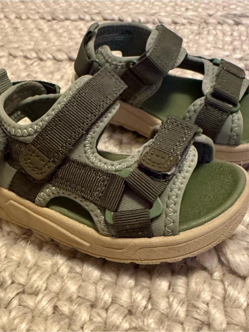 H&M Olive Green and Tan Kids Strappy Sports Sandals